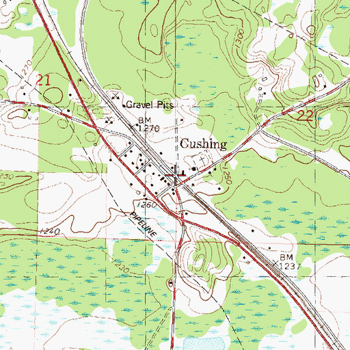 Topographic Map of Cushing, MN