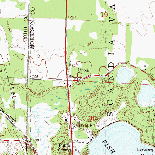 Topographic Map of Lincoln Evangelical Church, MN