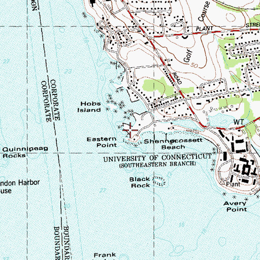 Topographic Map of Eastern Point, CT