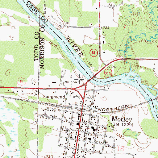 Topographic Map of Motley Wayside Park, MN