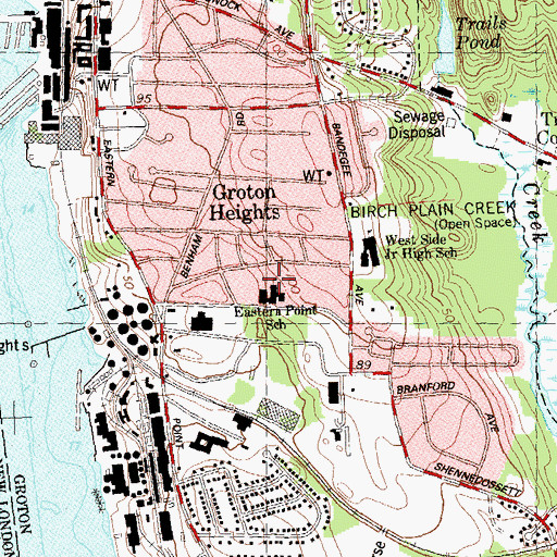 Topographic Map of Eastern Point Elementary School, CT