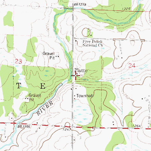 Topographic Map of Platte Post Office (historical), MN