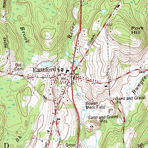 Topographic Map of Eastford, CT