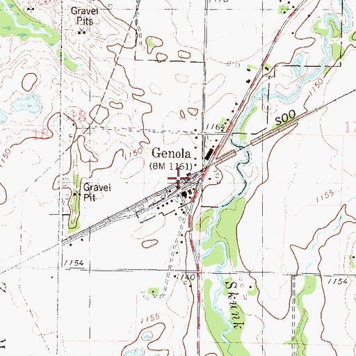 Topographic Map of Genola Post Office (historical), MN