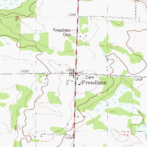 Topographic Map of Freedhem Post Office (historical), MN