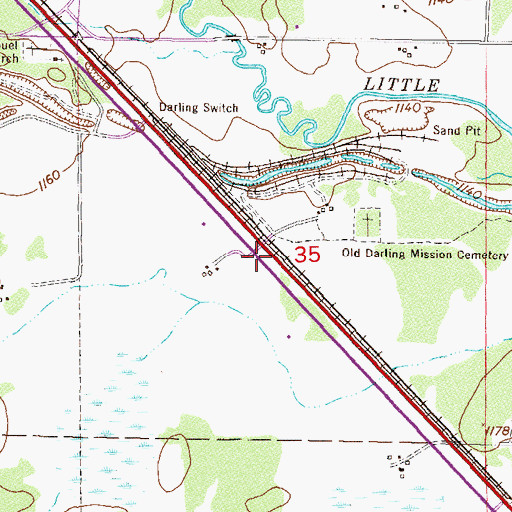Topographic Map of Darling Post Office (historical), MN