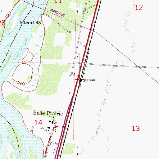Topographic Map of Belleprairie, MN