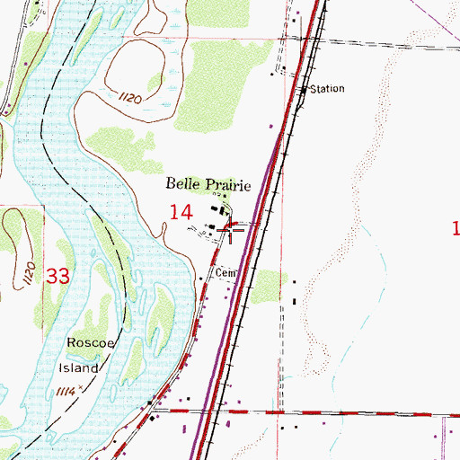Topographic Map of Belleprairie Post Office (historical), MN