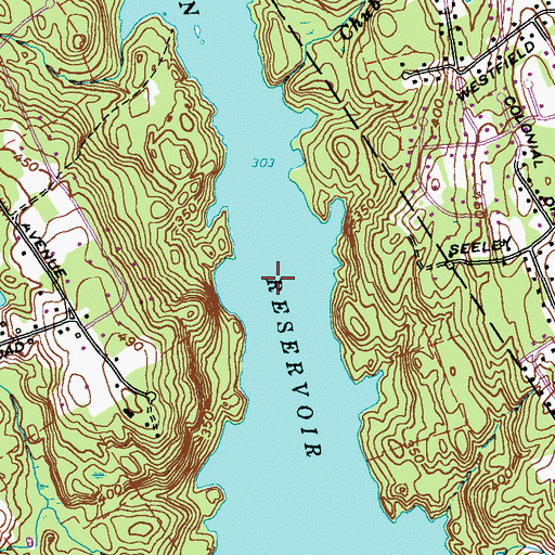 Topographic Map of Easton Reservoir, CT