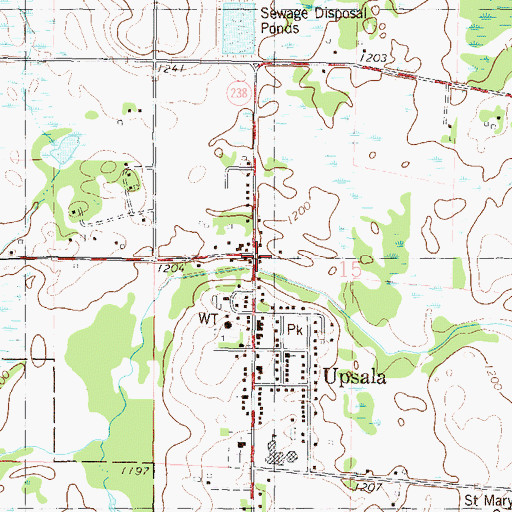 Topographic Map of Word of Life Free Lutheran Church, MN