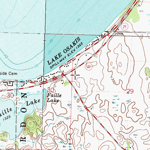 Topographic Map of Midway Beach Resort and Campground, MN