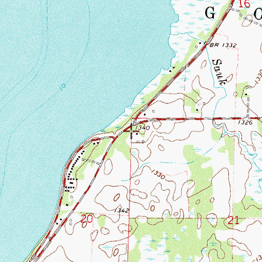 Topographic Map of Linwood Resort and Campground, MN