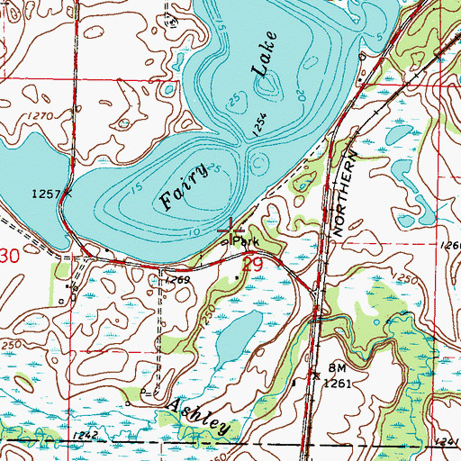 Topographic Map of Lions Park, MN