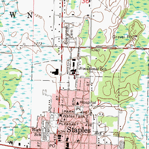 Topographic Map of Trinity Lutheran Church, MN