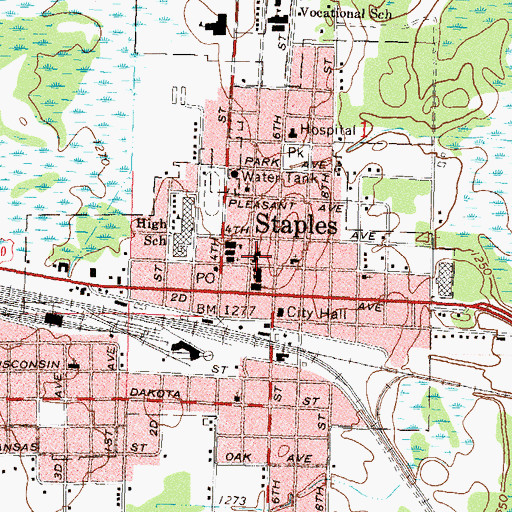 Topographic Map of United Methodist Church, MN