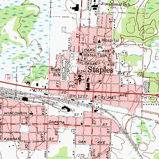 Topographic Map of Sacred Heart Catholic Church, MN