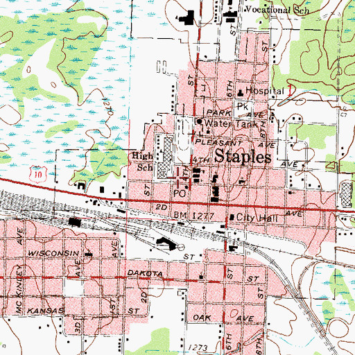 Topographic Map of Church of the Nazarene, MN