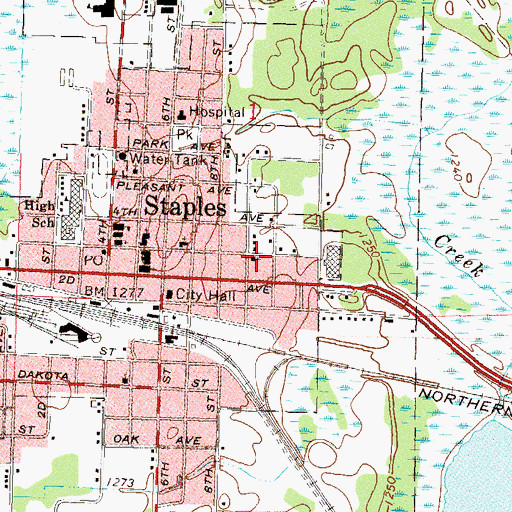 Topographic Map of Assemblies of God Church, MN