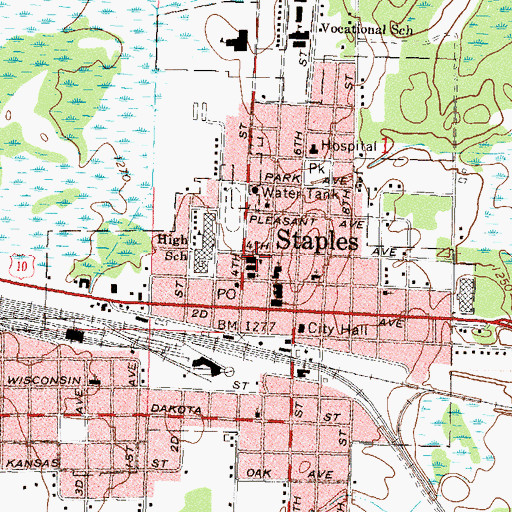 Topographic Map of Sacred Heart Catholic School, MN