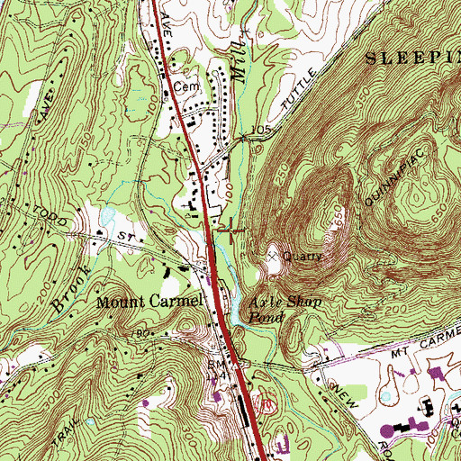 Topographic Map of Eaton Brook, CT