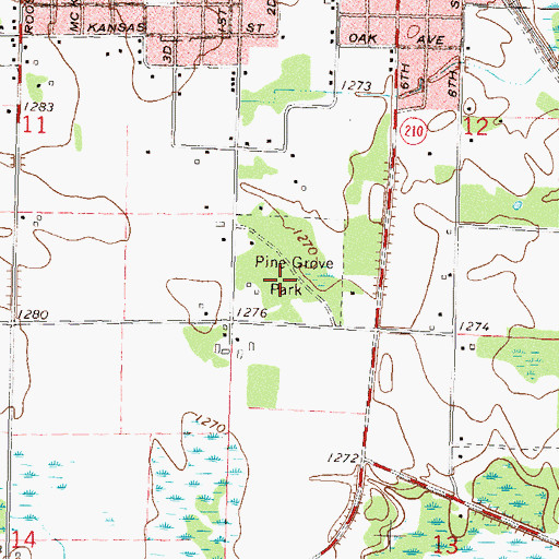 Topographic Map of Pine Grove Park, MN