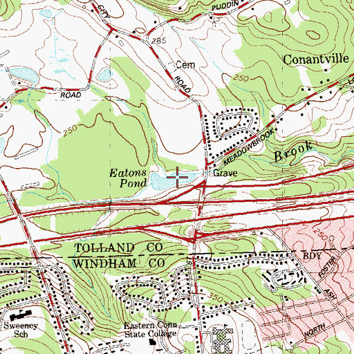 Topographic Map of Eatons Pond, CT