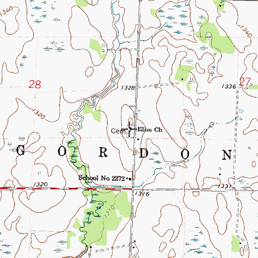 Topographic Map of Elim Cemetery, MN