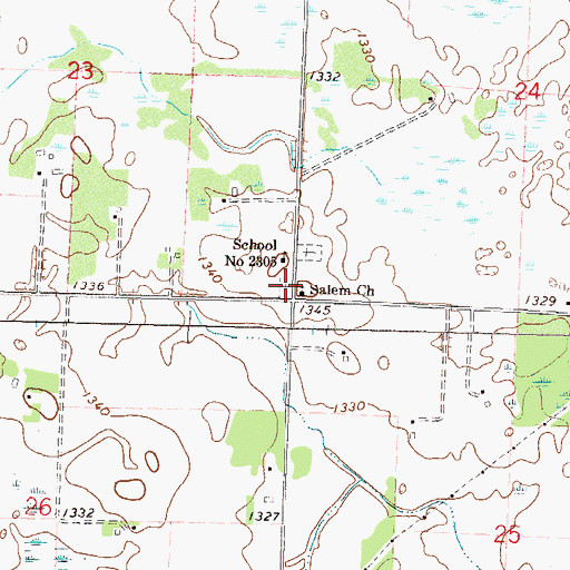 Topographic Map of Salem Cemetery, MN