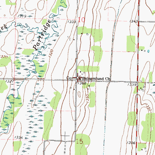 Topographic Map of Balsamlund Cemetery, MN