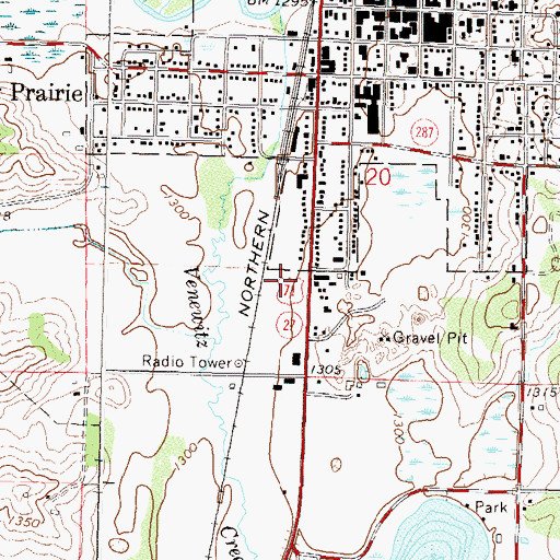 Topographic Map of Long Prairie Police Department, MN