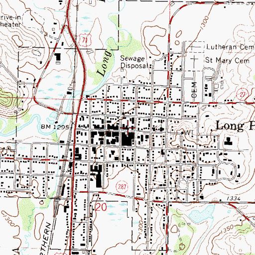 Topographic Map of Long Prairie Library, MN
