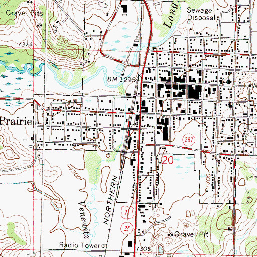 Topographic Map of Long Prairie (historical), MN