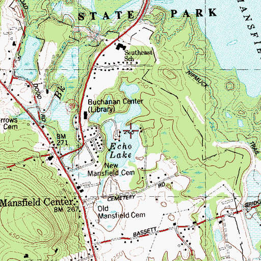 Topographic Map of Echo Lake, CT