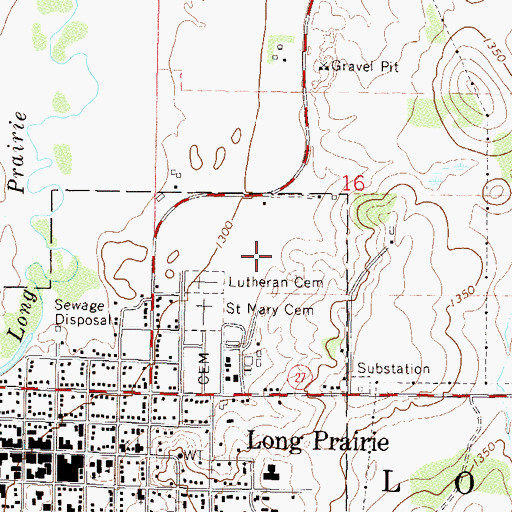 Topographic Map of Long Prairie High School, MN