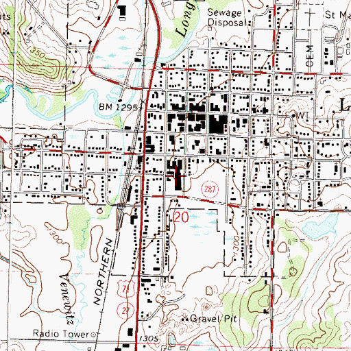 Topographic Map of Long Prairie Middle School, MN