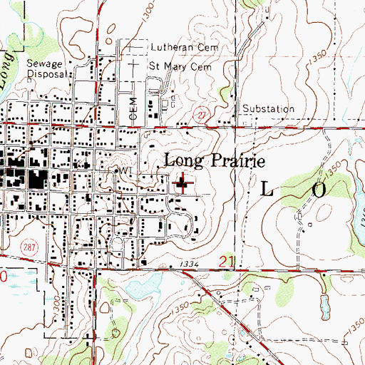 Topographic Map of Long Prairie Memorial Nursing Home, MN