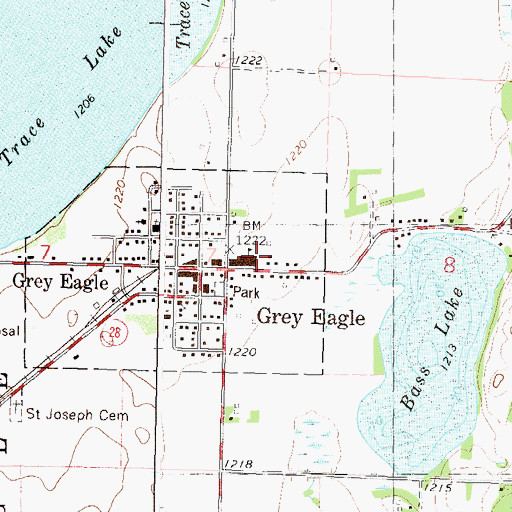 Topographic Map of Grey Eagle Elementary School, MN
