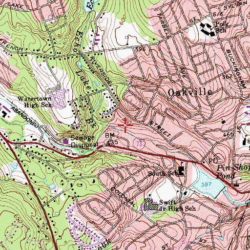 Topographic Map of Echo Lake Brook, CT
