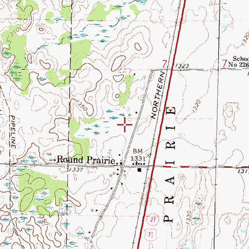 Topographic Map of Round Prairie Community Church, MN