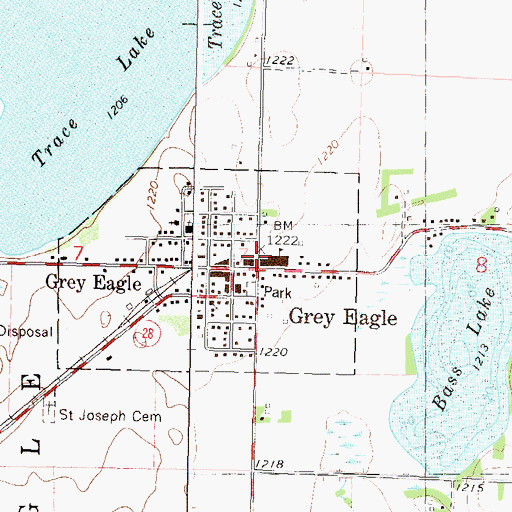 Topographic Map of Grey Eagle Community Library, MN