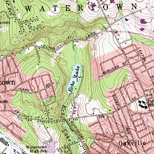 Topographic Map of Echo Lake, CT