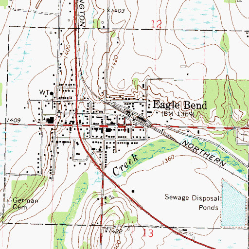 Topographic Map of Eagle Bend Library, MN