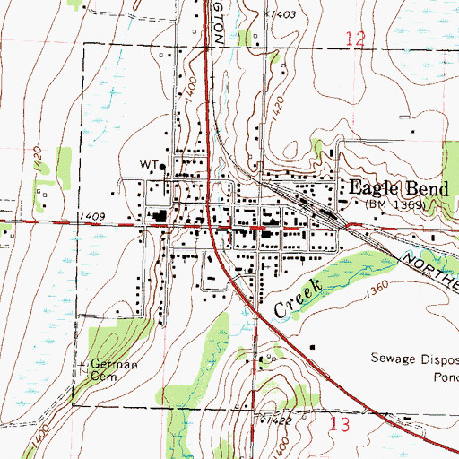 Topographic Map of Eagle Bend Post Office, MN