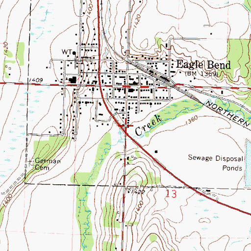 Topographic Map of Assembly of God Church, MN