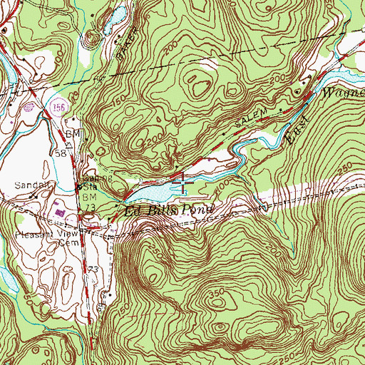 Topographic Map of Ed Bills Pond, CT