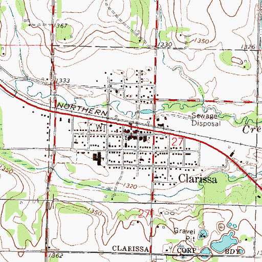 Topographic Map of Clarissa Post Office, MN