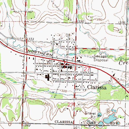 Topographic Map of Clarissa Police Department, MN