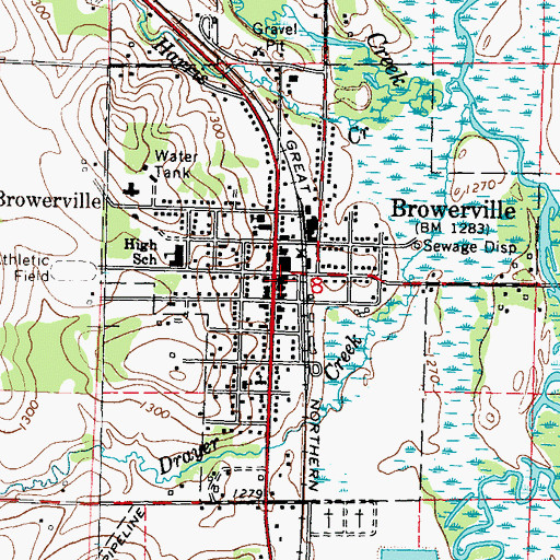 Topographic Map of Browerville City Hall, MN