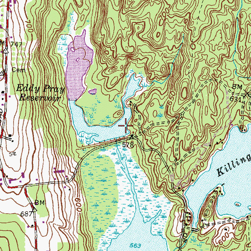 Topographic Map of Eddy Pray Reservoir, CT