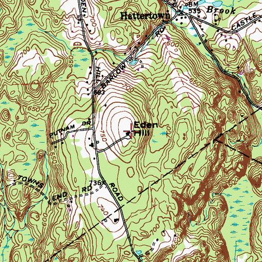 Topographic Map of Eden Hill, CT